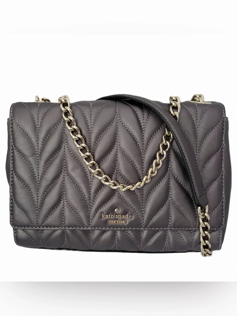 Kate Spade‎ Emelyn Briar Lane Quilted Gunmetal Shoulder Bag